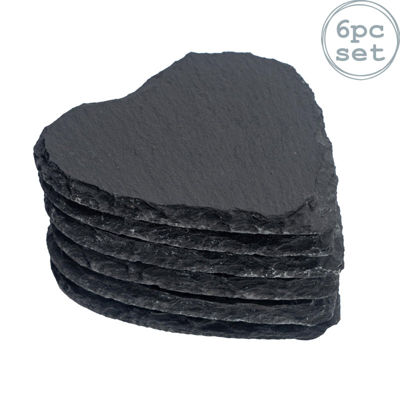 Argon Tableware - Heart Slate Coasters - 10cm
