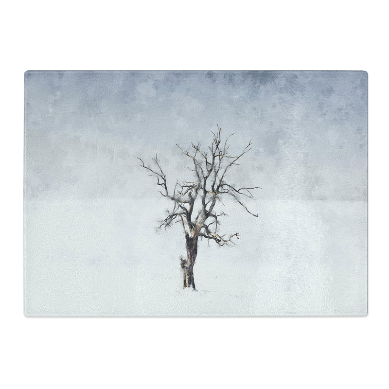 Tempered Glass Winter Tree Painting Chopping Board, 28.5 cm x 39 cm