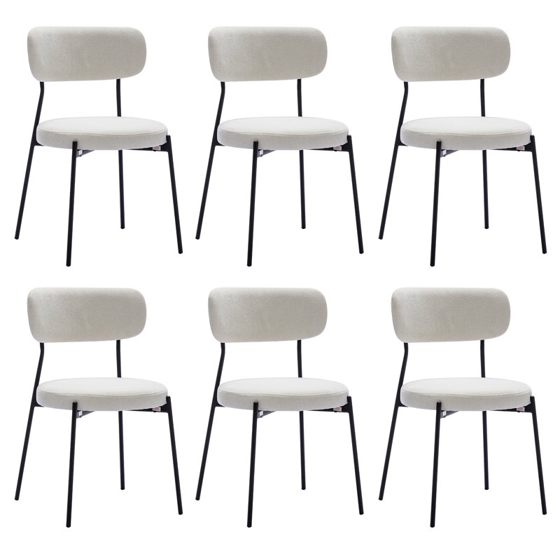 Brayam 17.3" Wide Modern Upholstered Dining Chair Set With Metal Frame, White