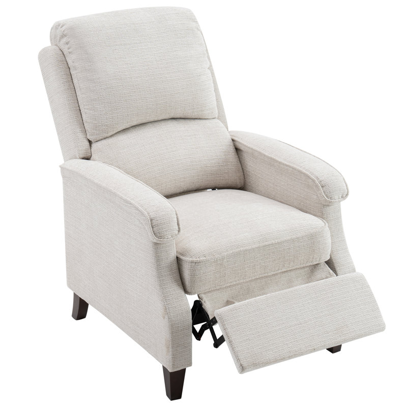 Arlan Modern Design Fabric Upholstered Push Back Recliner, Beige