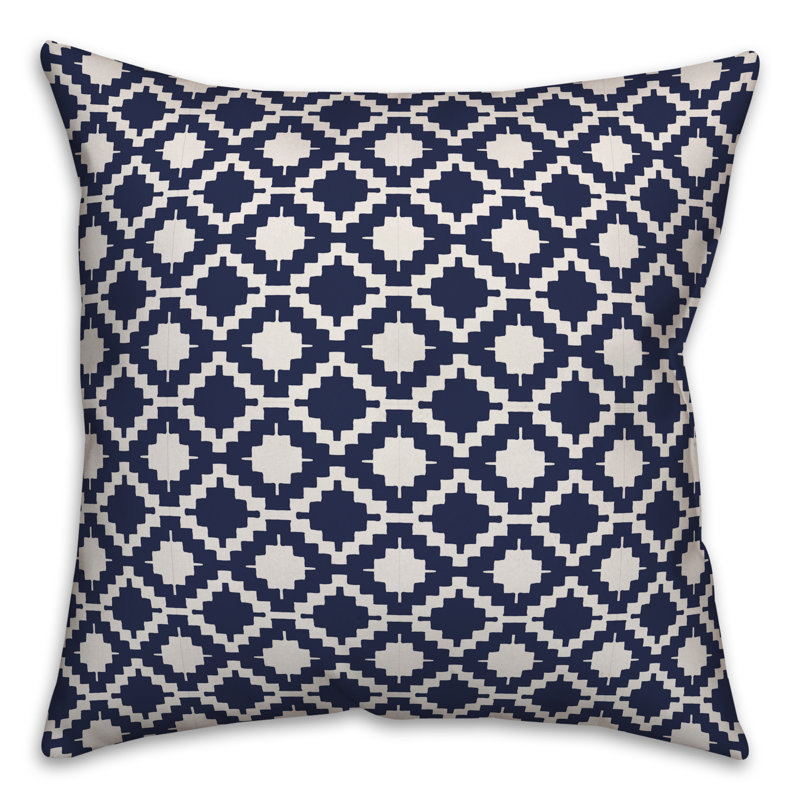  Coussin Circles, Bleu marine / blanc géométrique 1, 18 po x 18 po