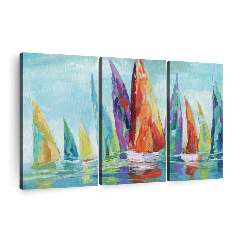 «Fine Day Sailing I», 3 pièces sur toile, H 48 po x l 74 po x P 1,25 po