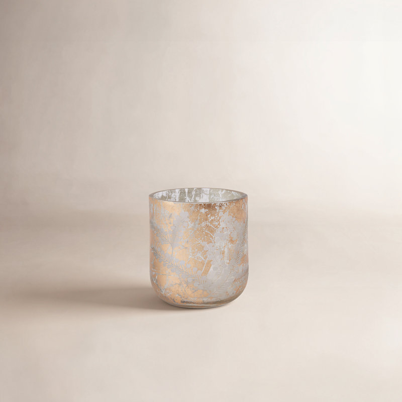 Helene Glass Tabletop Votive Holder, 4.25" H x 3.75" W x 3.75" D