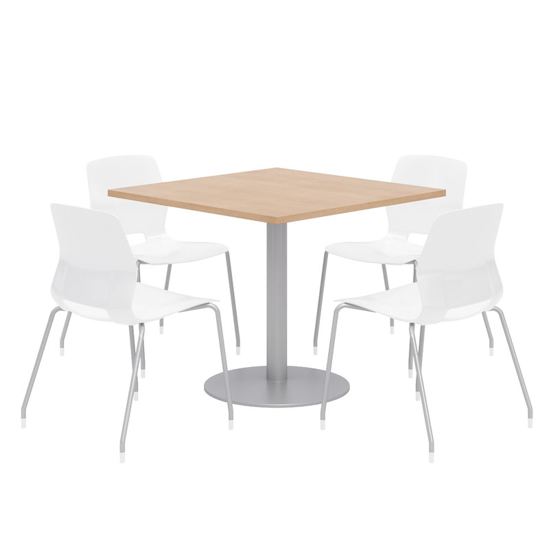 Ensemble de table carrée avec chaises, H 29 po x L 36 po x P 36 po, Érable, Blanc