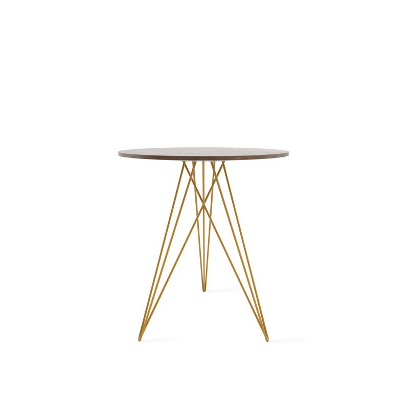 Hudson Solid Wood Top End Table, Walnut, Mustard