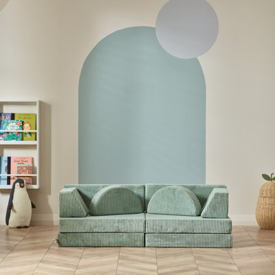 10-Piece Modular Play Sofa - Foam Building Blocks Transformable Kids Sofa (Sage Green)