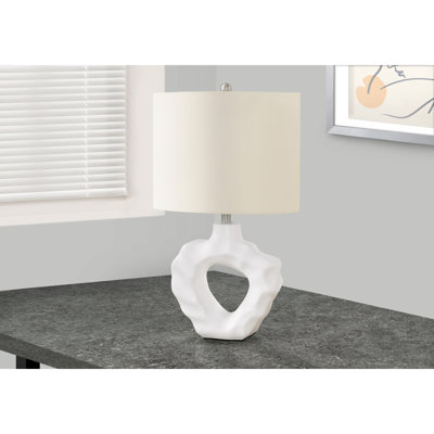 Lighting, h 25 po, lampe de table, résine crème, abat-jour ivoire / crème, moderne
