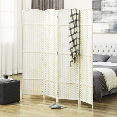 Paravent HOMcom, paravent pliable à 4 panneaux, cloison autoportante de 5,6 pi de hauteur pour bureau à domicile, chambre à coucher, blanc