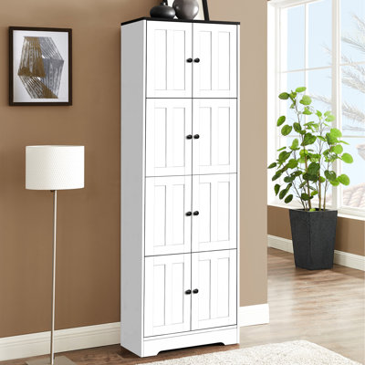 Armoire de rangement blanche à 8 portes et 4 tablettes pour 8 chambres à coucher, salle de bain - et élégante avec 8 portes et 4 tablettes dans le hall d'entrée