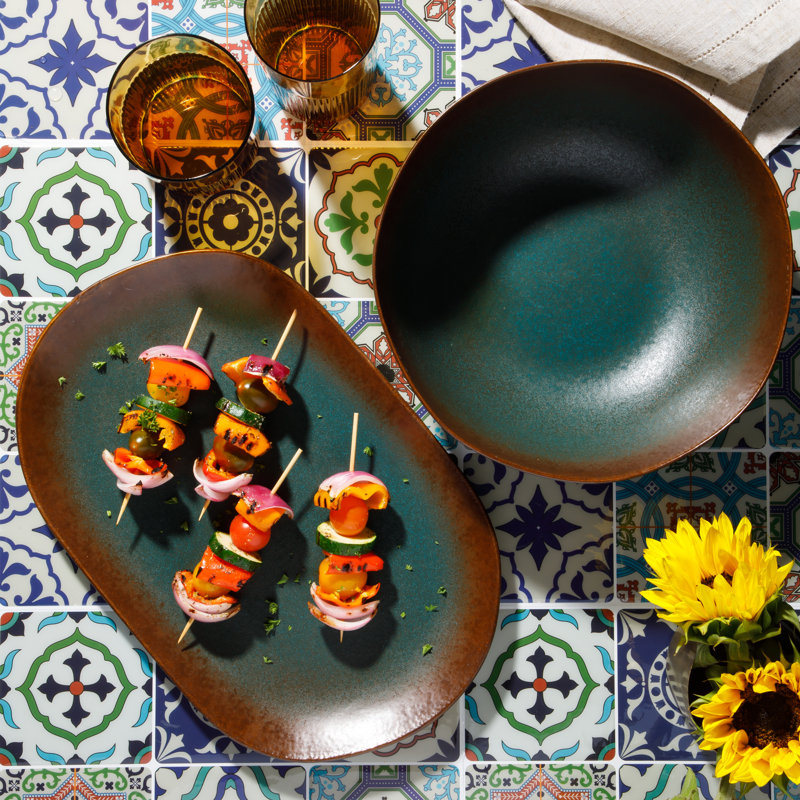 Bloomhouse Palermo Sun Serving Dish, Agave Blue
