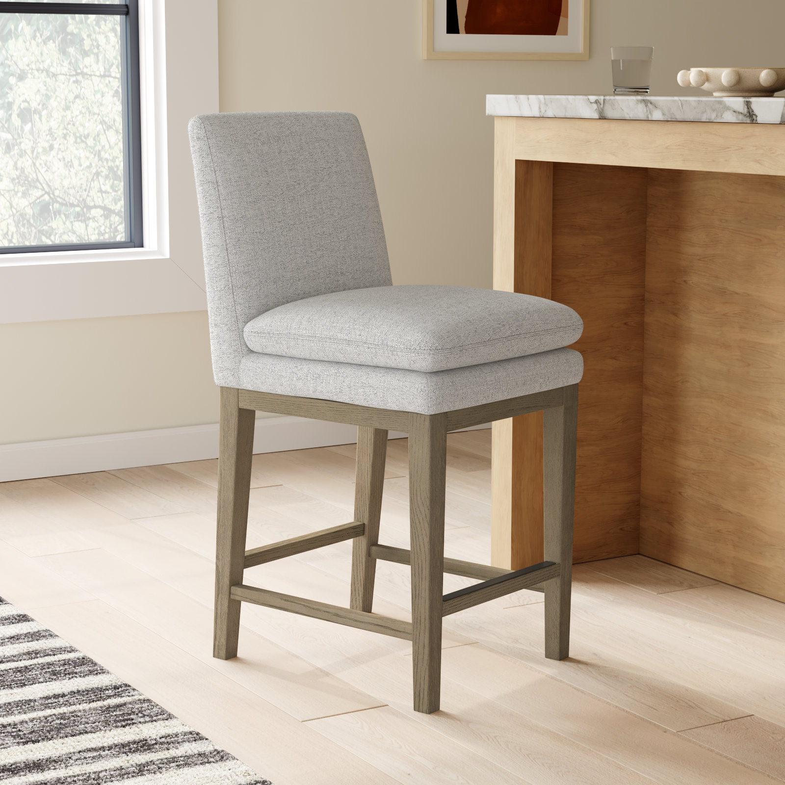 Bethea Upholstered Counter Stool (Set of 2), Gray Heathered