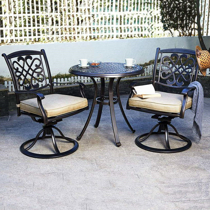 Ensemble de chaises de table 2piece bistro, chaises de terrasse en aluminium moulé