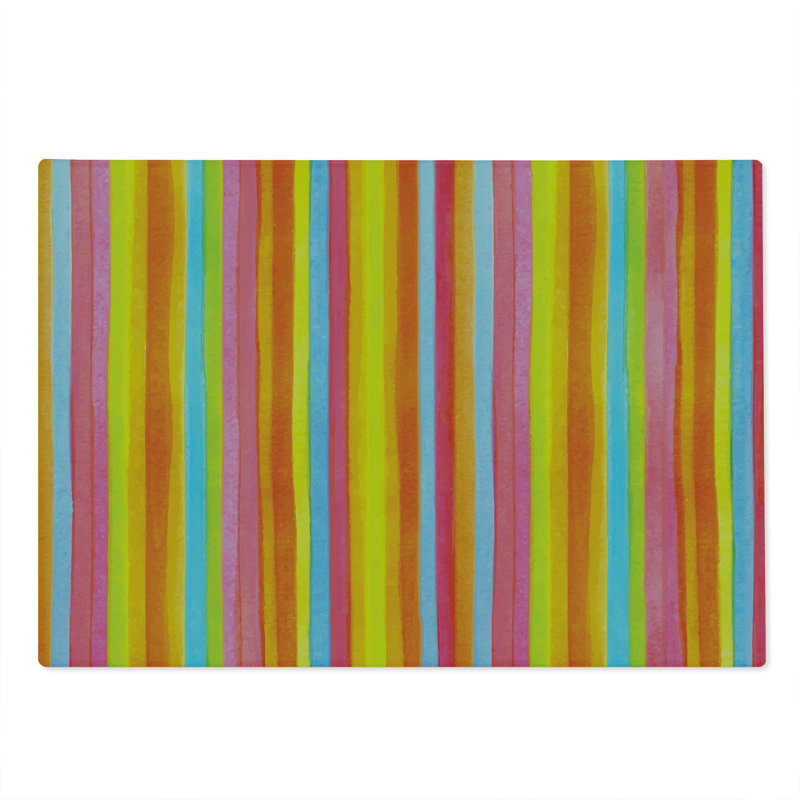 Ambesonne Striped Cutting Board Large Size Vertical Colorful Lines Multicolor