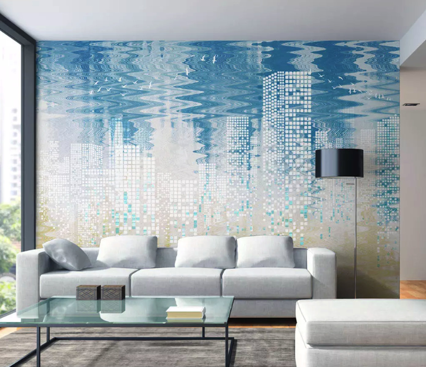 Wrought Studio™ Geometric Cityscape Nordic Scandinavian Removable ...