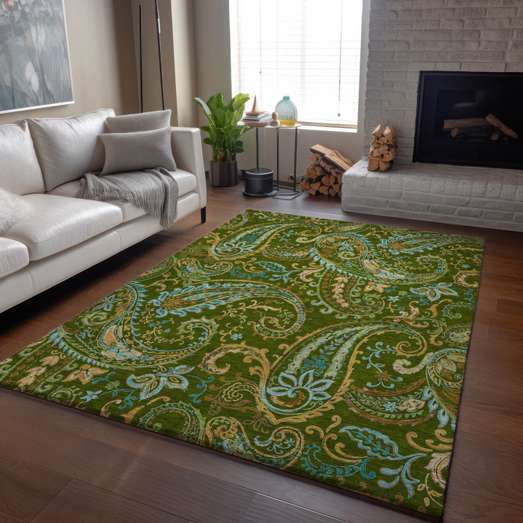 Premium Machine Washable Cerrito AMF533 Green Rug
