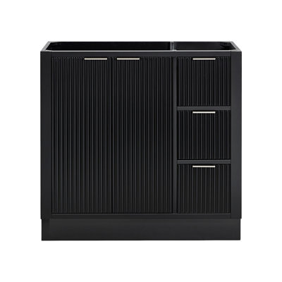 Base de meuble-lavabo décalée gauche en bois massif 36 po Haun