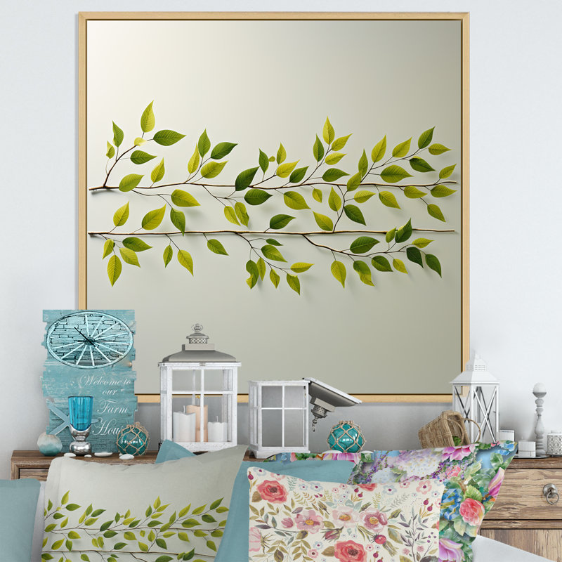 Collage vert simple - imprimé, H 30 po x l 30 po x P 1 po, Cadre naturel flottant