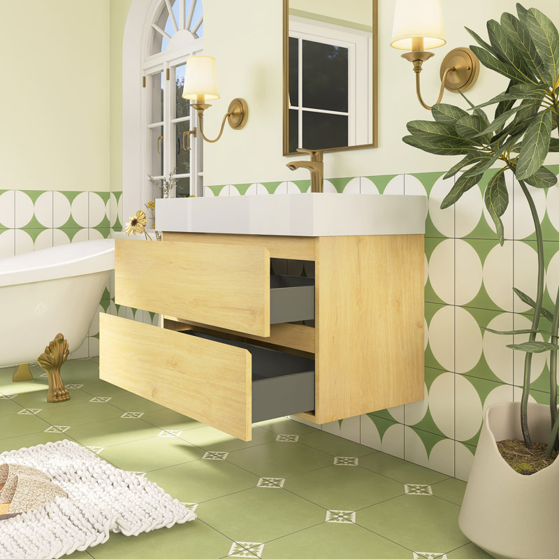 Meuble-lavabo simple 35,8 po avec surface solide, 36"