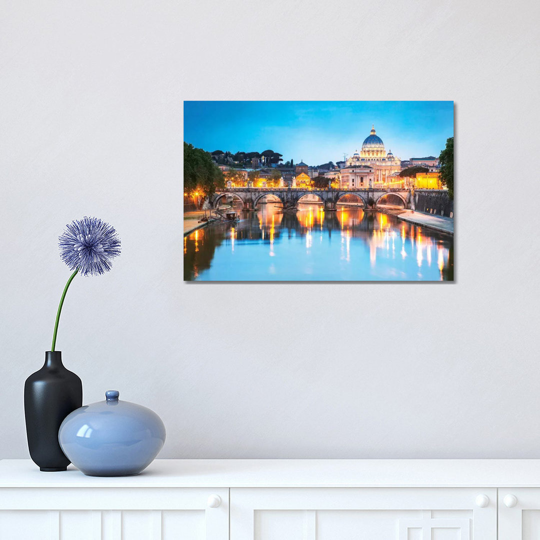 St Peter's Basilica And Tevere River, Rome by Matteo Colombo - Wrapped Canvas Print