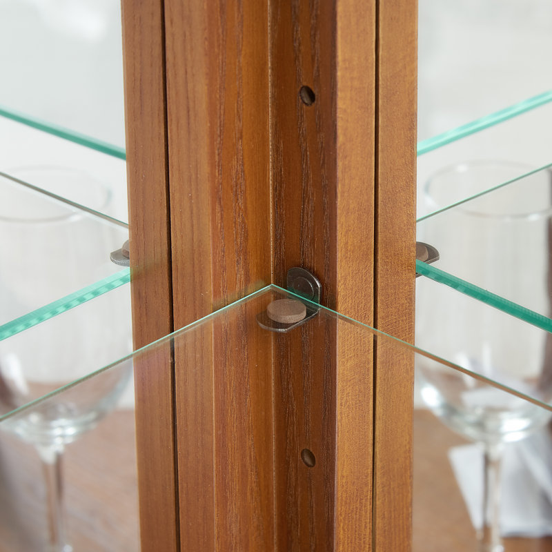 Vitrine d'angle vitrée avec vitrine d'angle, Oak