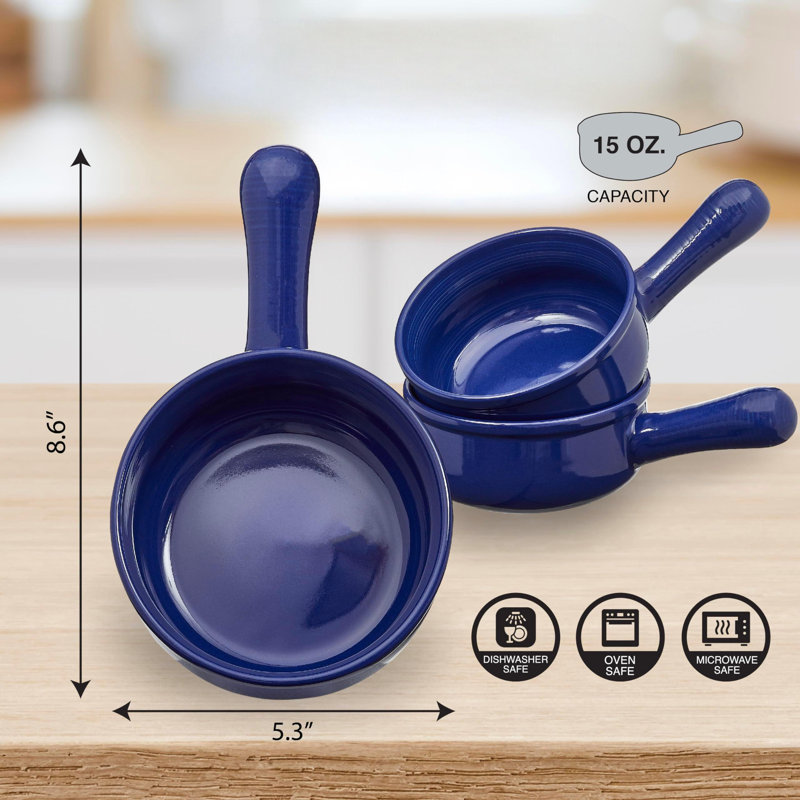 Pot à oignon français, ensemble de 4 bols à soupe en céramique