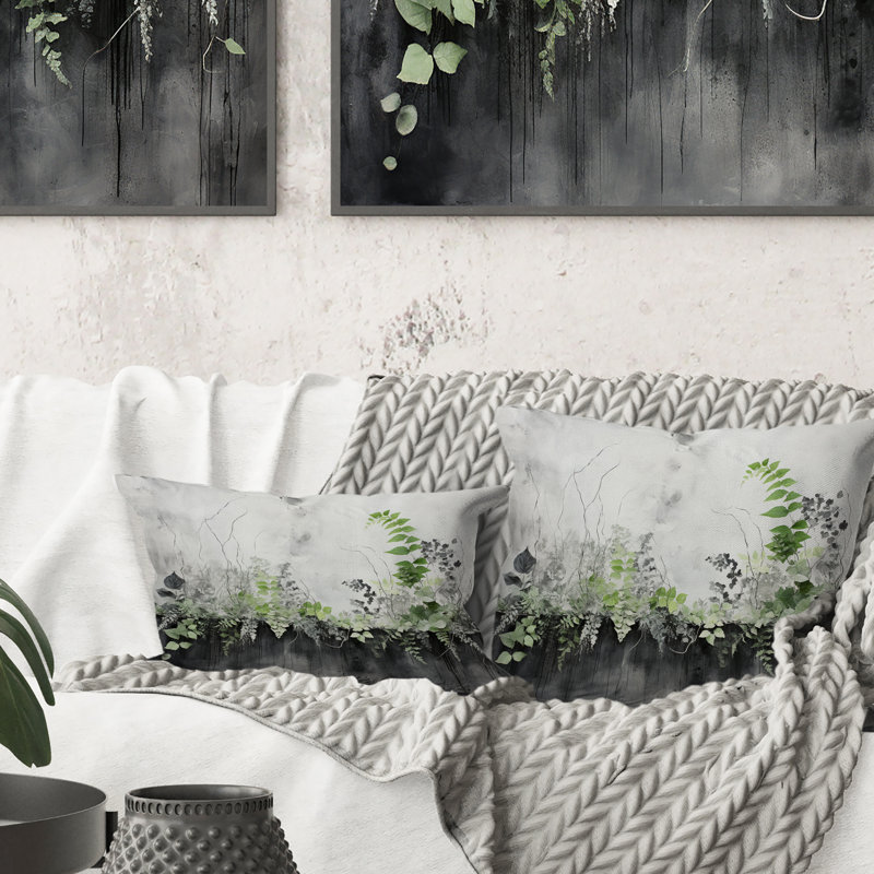 Green Minimalism Botanical Serenity - Plants Printed Throw Pillow