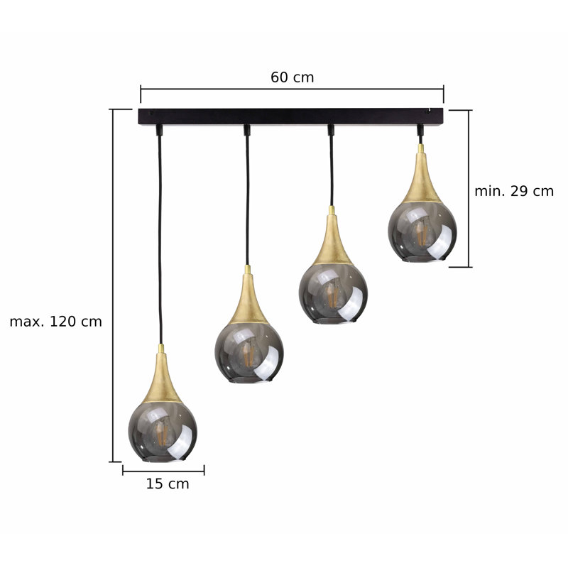 Creasy 4 - Light Kitchen Island Pendant, Black/Gold, Grey