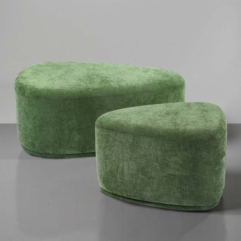 43.6cm Wide Triangle Solid Colour Footstool Ottoman, Green