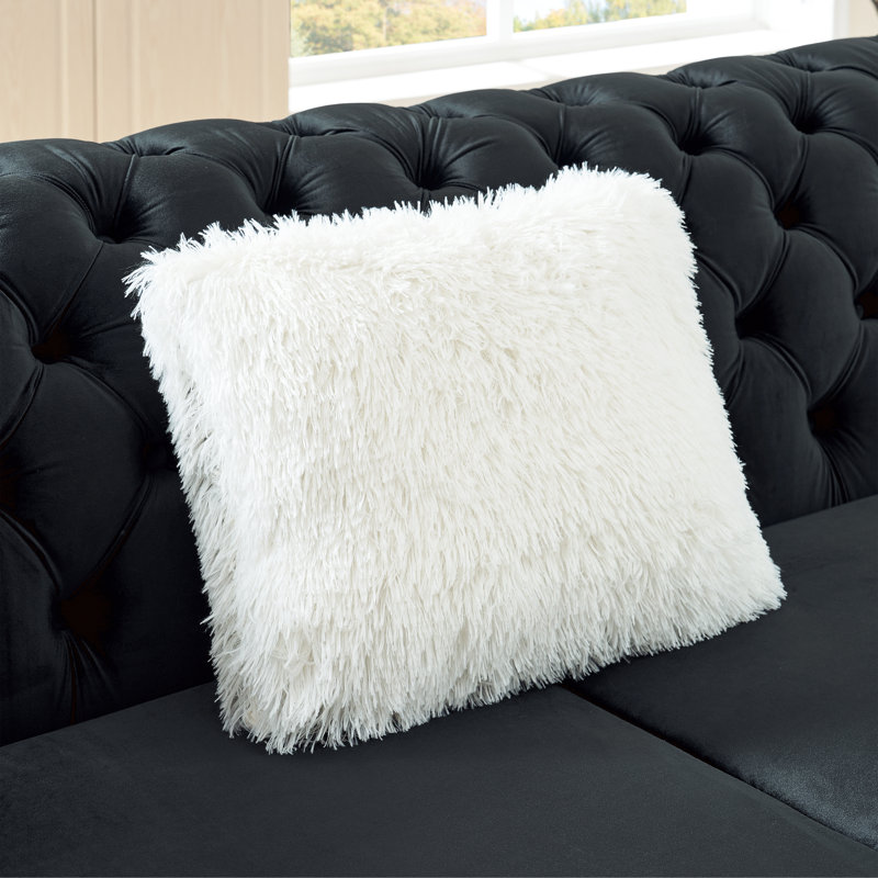 Canapé modulaire en L 106 po Chesterfield, capitonné à boutons avec coussins pour le salon, facile à assembler, Black