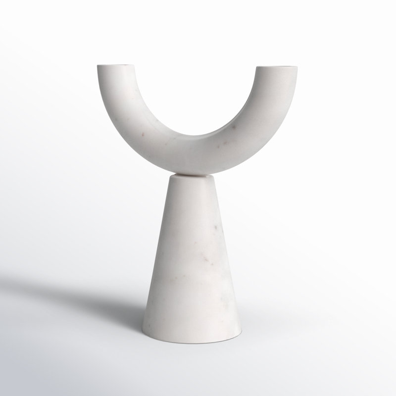 10" Stone Tabletop Candelabra