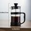 Cafetière / théière French Press, mini cafetière / théière de camping en acier inoxydable 304 avec filtre et verre résistant à la chaleur, cafetière à infusion froide 11,8 oz pour les cadeaux de voyage et de maison (noir)