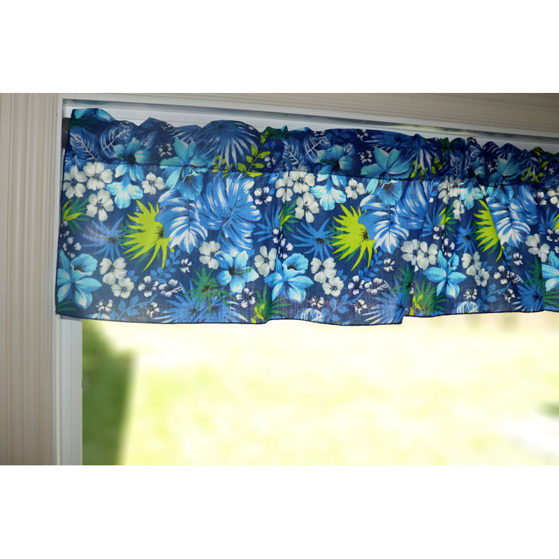 Cantonnière à motif tropical hawaïen, Bleu royal, L 14 po x L 58 po