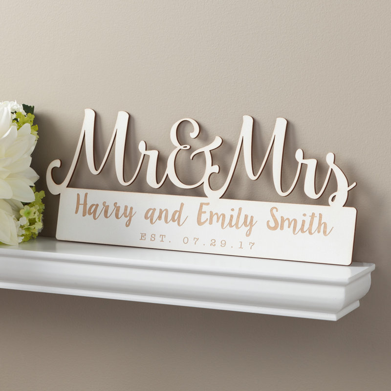 Blocs de lettres personnalisables mr and mme Lauritzen, Blanc, Oui