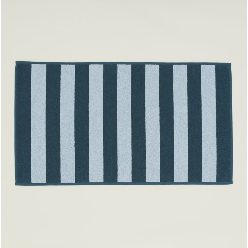 Tapis de bain en ratine simple rayé, Gris clair / Gris foncé