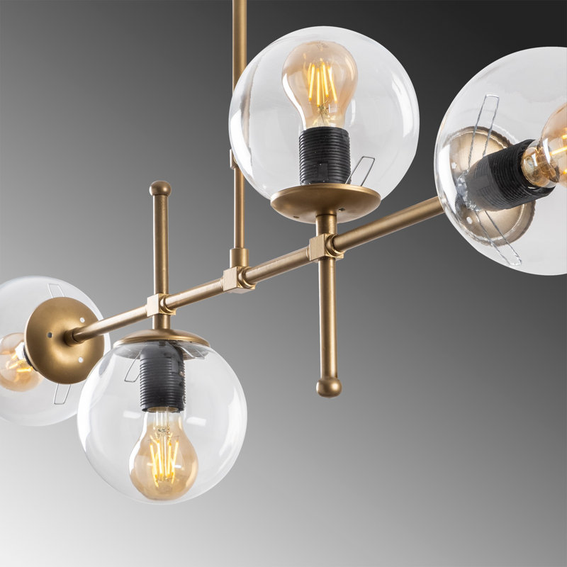 Lustre spoutnik à 4 lumières Hamilton, Transparent, H 32,4 po x l 42,5 po x P 5,9 po, Doré