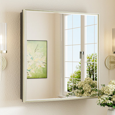 Cyrille Recessed & Surface Framed Medicine Cabinet with Mirror and Shelves