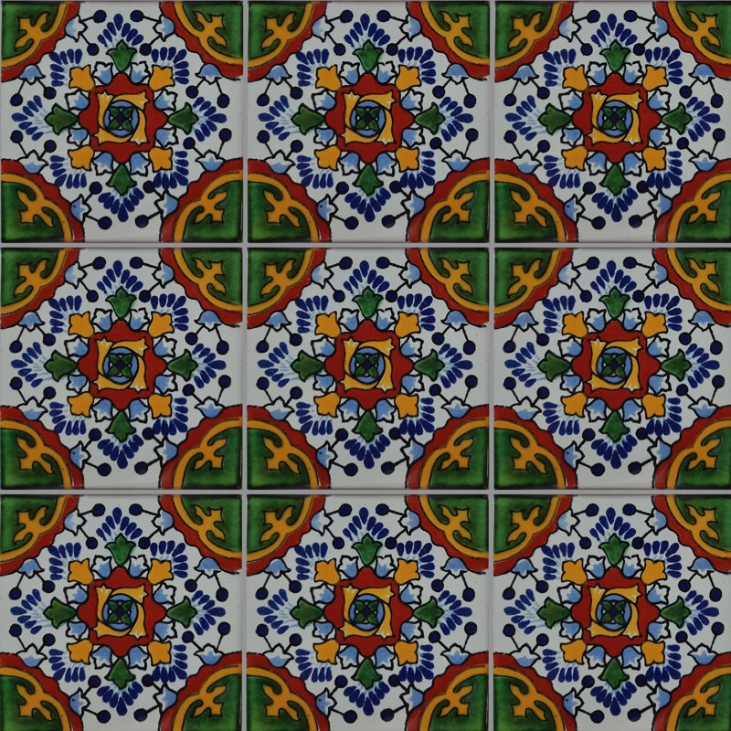 6" x 6" 4pcs TalaMex Gerona Talavera Mexican Tile