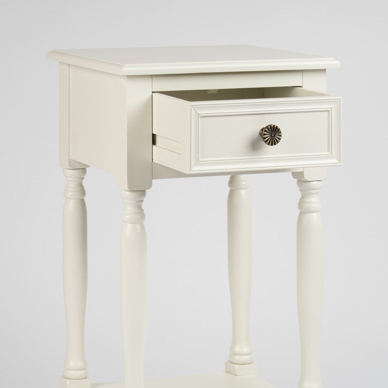 Solid Wood End Table, Ivory