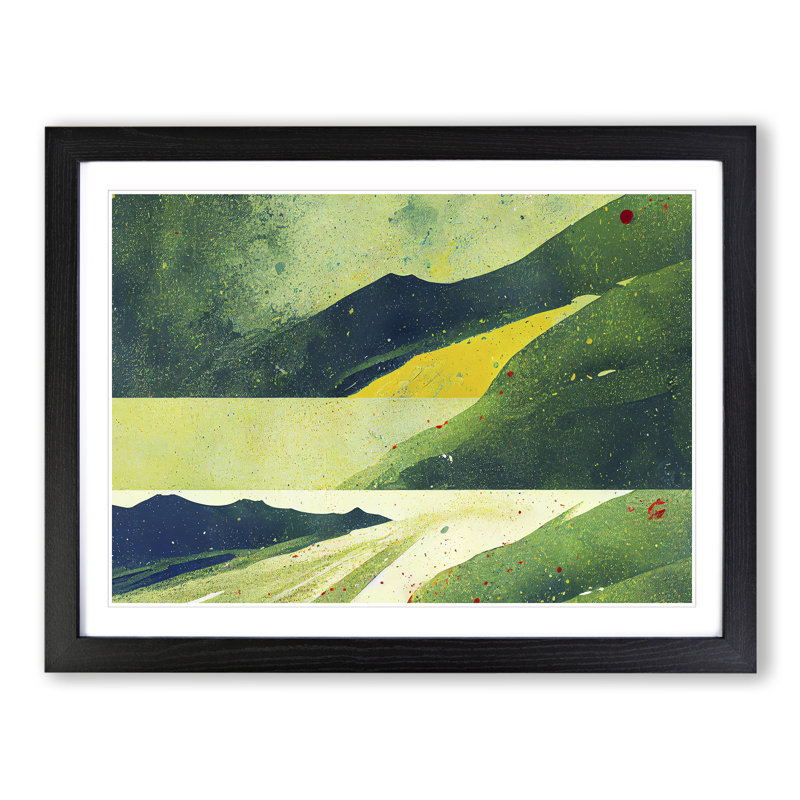 XH1022-6663X Painted Meadow Landscape - Single Picture Frame Painting, Black Framed, 25cm H x 34cm W x 2cm D