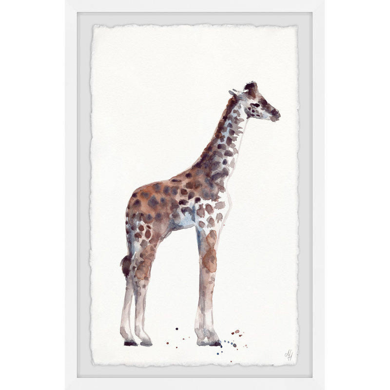 Jaylan Standing Tall Giraffe - Single Picture Frame Painting, 45cm H x 38cm W