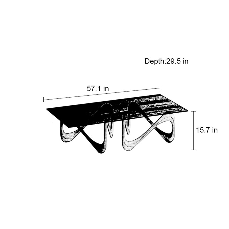 Table basse rectangulaire en verre trempé