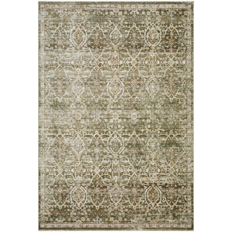 Myrtle Avenue Olive and Taupe Vintage Moroccan Area Rug, 5'3" x 7'7"