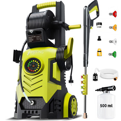 2026new Pressure Washer 5000psi With Adj-8-level Touch Screen,3.3-3.6gpm, 34" Tall Power Washer, 4 Quick Connect Nozzles, Inlet Hose&filter&500mlfoam Cannon For Cars/fences/driveways,yellow