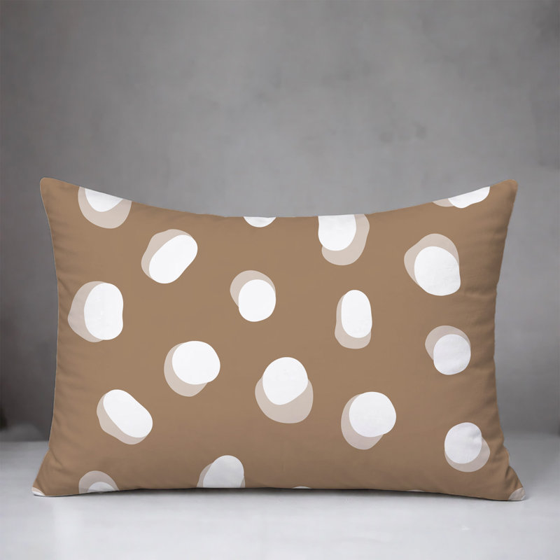 Oreiller réversible intérieur / extérieur Jayi Spots, 25 x 18, Beige