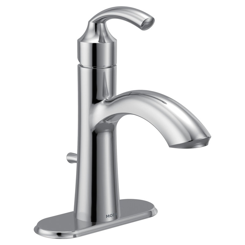 MOEN Glyde 1-Handle 1-Hole Bathroom Faucet with Drain Kit Included (Drain Included), Chrome
