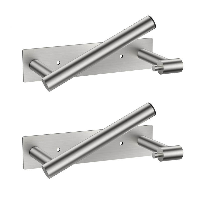 Bathroom Double Post Pivoting Toilet Paper Holder Adhesive Or Wall Mounted Options Wall Mounted 2 Set, Stainless Steel