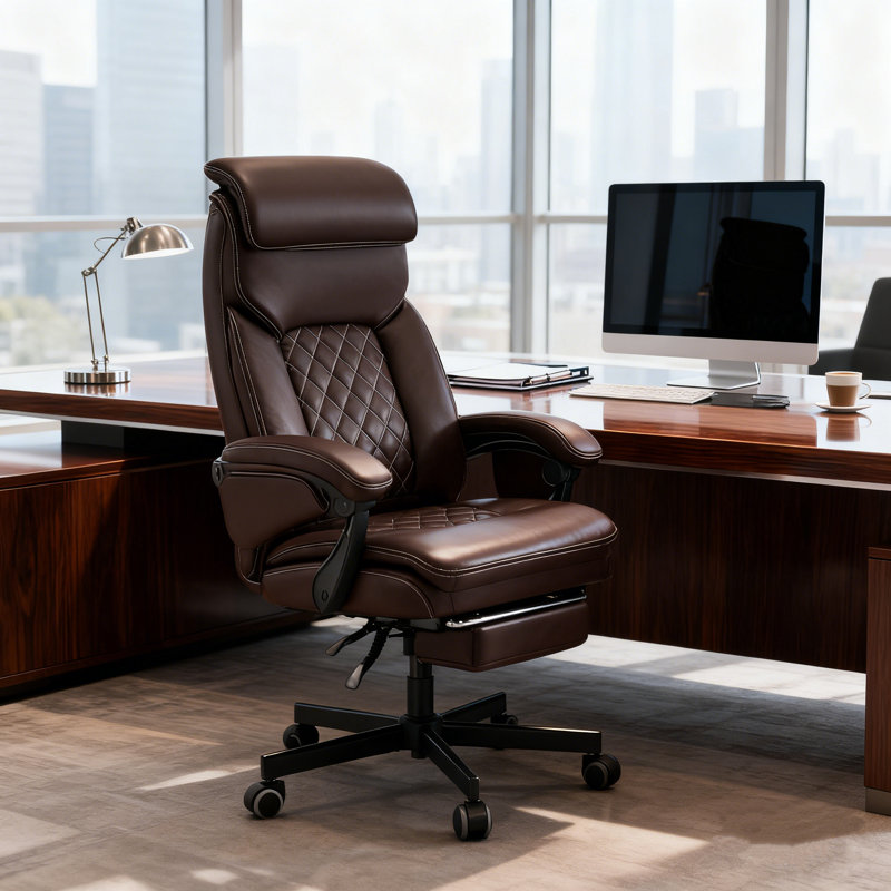 Leather  Ergonomic Executive Office Chair, Brown
