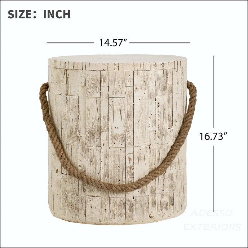 Rustic MGO Side Table with Simulated Braided Cord Handle
