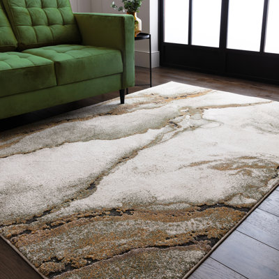 Decara Oasis Abstract High-Low Green Area Rug