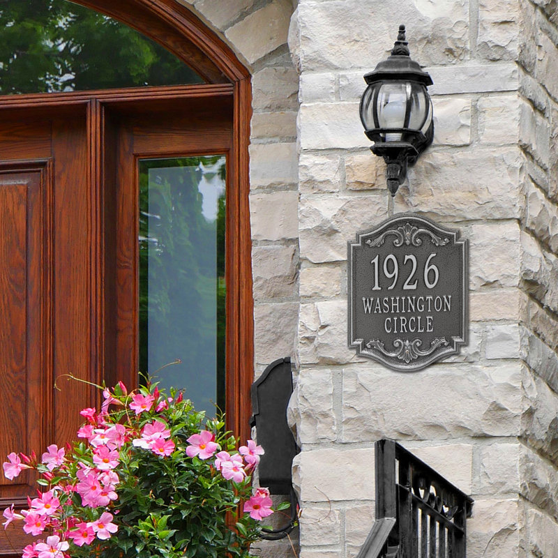 Signature Series 3-Line Wall Address Plaque, Gray, Smoke Gray, Yes